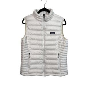 Patagonia Down Sweater Vest Womens Large White Quilted 800-Fill Ripstop Full Zip